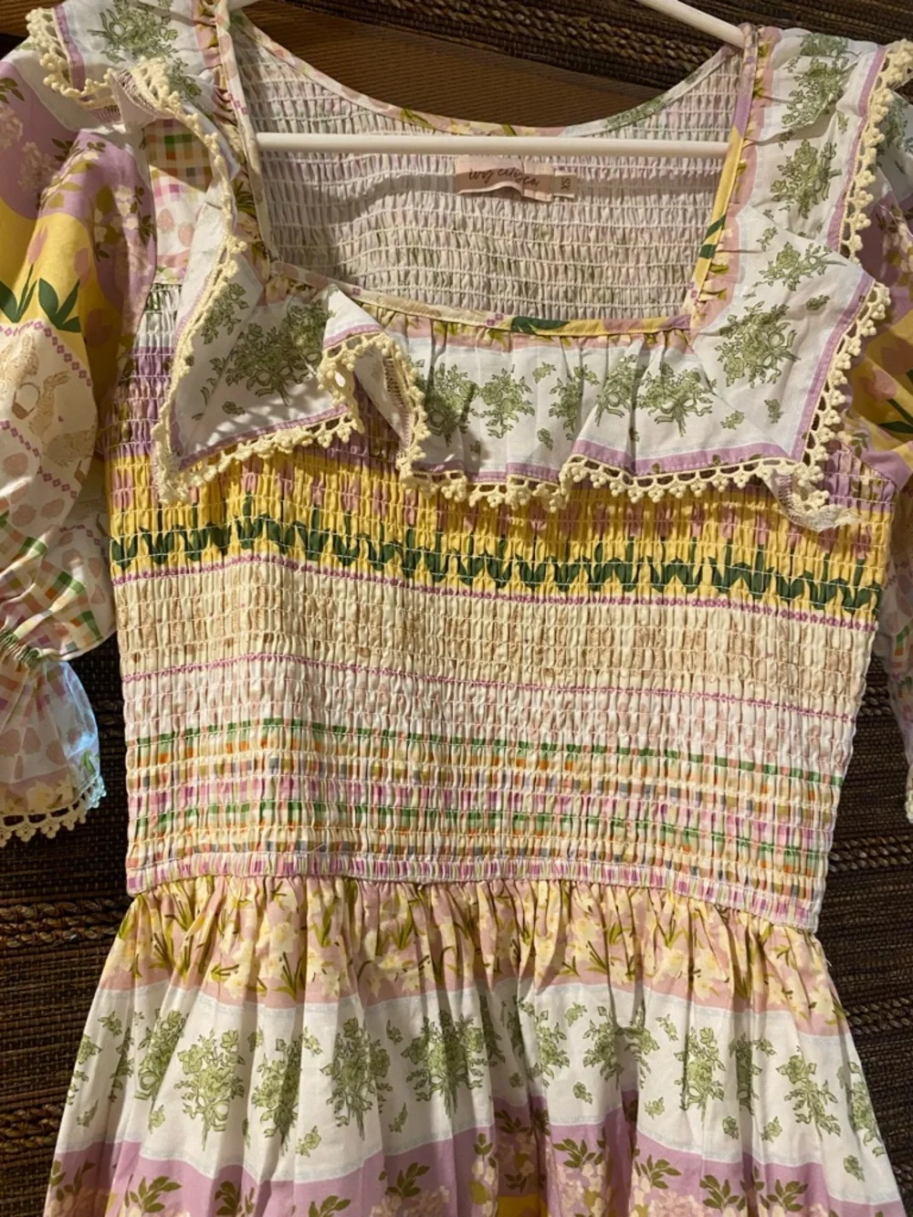 Ivy City Co Pastel Floral Smocked Sundress in Pink, Yellow & Green - Picture 2 of 5